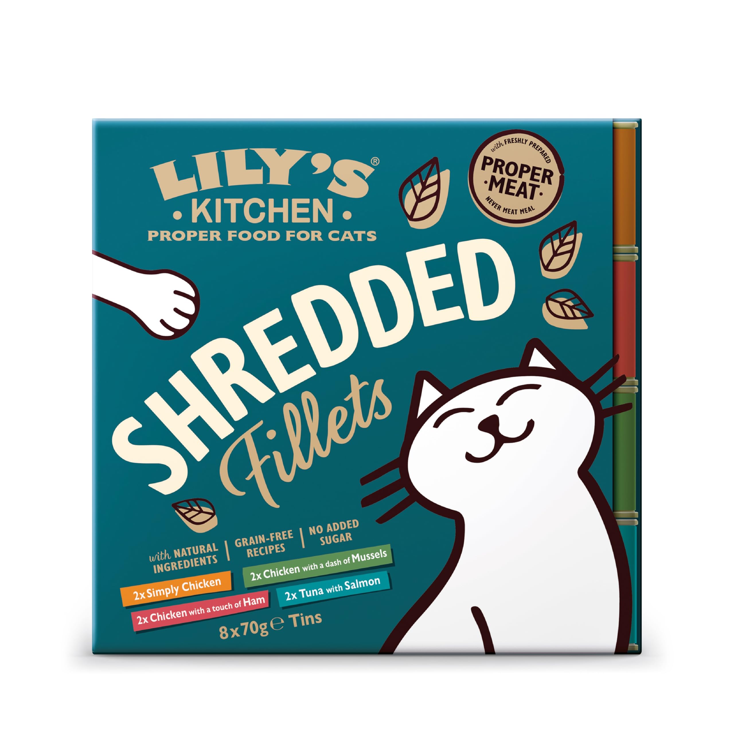 にゃんこ好きLILY'S KITCHEN SHREDDED FILLETS Lily's Kitchen Shredded Fillet Multipack Wet Cat Food Tins - 16 x
